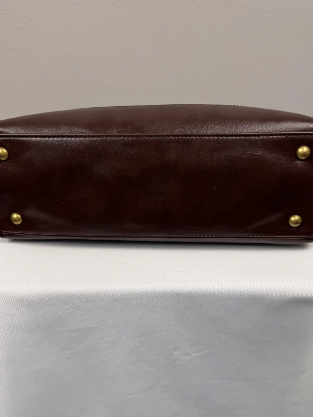 Tignanello Genuine Leather Two-Tone Satchel Crossbody Bag Brown Tan